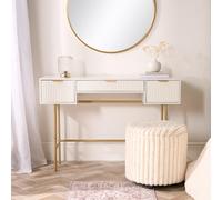 Ohs Ribbed Dressing Table Vanity Makeup Desk With 3 Drawers, White