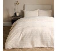 Ohs Ribbed Duvet Cover Faux Fur Winter Warm Bedding Set, Cream - King