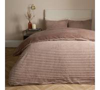 OHS Ribbed Duvet Cover Faux Fur Winter Warm Bedding Set in Natural | Size: Super King OHS Natural Super King