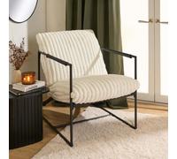 Ohs Ribbed Faux Fur Accent Armchair Metal Frame Lounge Chair - Cream