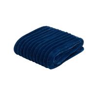 OHS Ribbed Faux Fur Blanket Navy Blue Throws for Sofa, Soft Cosy Warm Thick Fleece Blanket for Bed Couch Settee Faux Fur Throw Winter Blankets Lightweight Comfy Single Bed Throw, 125 x 150cm
