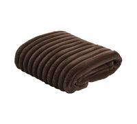 OHS Ribbed Faux Fur Blanket Throw, Soft Cosy Warm Winter Thick Fleece Blanket for Bed Sofa Settee Home Decorative Throw Blanket Lightweight Comfy Single Bed Throw, Chocolate Brown - 125 x 150cm