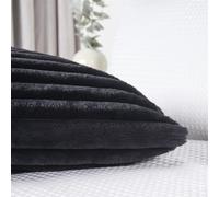 OHS Ribbed Faux Fur Bolster Pillow Black, Full Body Long Pillows Soft Cosy Hollowfibre Filling Pregnancy Pillow for Maternity Support & Side Sleeper Bolster Cushion, 135 x 45cm