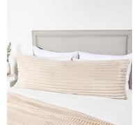 OHS Ribbed Faux Fur Bolster Pillow, Full Body Long Pillows Soft Cosy Hollowfibre Filling Pregnancy Pillow for Maternity Support & Side Sleeper Cuddle Bolster Cushion, Natural - 135 x 45cm
