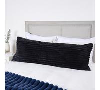 OHS Ribbed Faux Fur Bolster Pillow Soft Maternity Support Cushion - Black