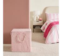 Ohs Ribbed Faux Fur Folding Laundry Basket Bag With Lid - Pink
