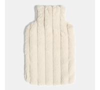 Ohs Ribbed Faux Fur Hot Water Bottle Fluffy Fleece Warmer, Natural