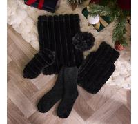 OHS Ribbed Faux Fur Hot Water Bottle Gift Set Includes Socks Eye Mask Scrunchie
