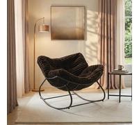 Ohs Ribbed Faux Fur Rocking Chair Upholstered Metal Frame Cushioned - Chocolate