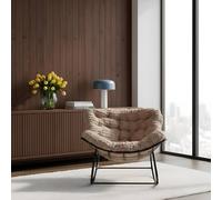 OHS Ribbed Faux Fur Rocking Chair Upholstered Metal Frame Cushioned in Natural OHS Natural