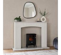 OHS Ribbed Fireplace Surround Mantlepiece, White Marble - 110 x 33 x 100cm | Frames a Standard Electric Fire Insert Focal Point for the Room Easy Wipe Clean
