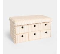 Ohs Ribbed Fleece 6 Draw Storage Chest Shoe Organiser Cabinet - Cream