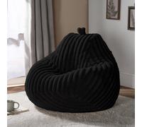 Ohs Ribbed Fleece Bean Bag Chair Gaming Filled Seat - Black