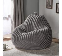 Ohs Ribbed Fleece Bean Bag Chair Gaming Filled Seat - Grey