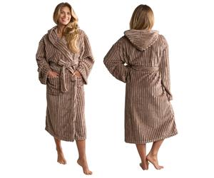 OHS Ribbed Fleece Dressing Gown, Mink Brown - Adults