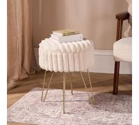 OHS Ribbed Fleece Faux Fur Hairpin Stool Vanity Seat Ottoman Footrest OHS Multicolor