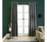 OHS Ribbed Fleece Thermal Curtains Insulated Eyelet Blackout, Grey - 66" X 90"