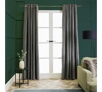 OHS Ribbed Fleece Thermal Curtains Insulated Eyelet Blackout in Grey | Size: 168 cm width x 183 cm drop OHS Grey 168 cm width x 183 cm drop