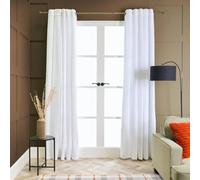 OHS Ribbed Fleece Thermal Curtains Insulated Eyelet Blackout, White - 66" X 72"
