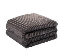 OHS Ribbed Fleece Throw Blanket - Decorative Soft Warm Comfy Unique Texture for Living Room Sofa, Easy Care, 125 x 150cm - Charcoal
