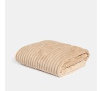 OHS Ribbed Fleece Throw Blanket for Sofa, Soft Cosy Warm Blanket for Bed Settees Armchairs Lightweight Fluffy Single Bed Throw, Natural - 125 x 150cm