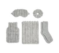 OHS Ribbed Hot Water Bottle Gift Set 5 Piece Womens Gift Sets, Silver Grey