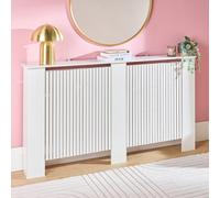 Ohs Ribbed Large Radiator Cover Slatted Engineered Wood - Cream