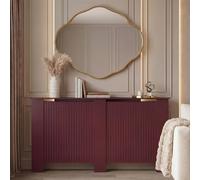 OHS Ribbed Large Radiator Cover Slatted Engineered Wood in Dark Red OHS Dark Red Large
