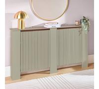 OHS Ribbed Large Radiator Cover Slatted Engineered Wood in Light Green OHS Light Green Large