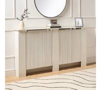 OHS Ribbed Large Radiator Cover Slatted Engineered Wood in White OHS White Large