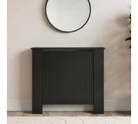 OHS Ribbed Medium Radiator Cover Slatted Engineered Wood in Black OHS Black Medium