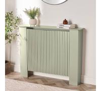 OHS Ribbed Medium Radiator Cover Slatted Engineered Wood in Light Green OHS Light Green Medium