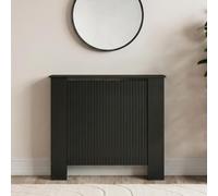 Ohs Ribbed Radiator Cover Slatted Engineered Wood - Black