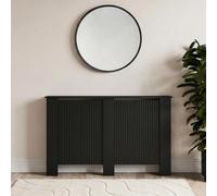 Ohs Ribbed Radiator Cover Slatted Engineered Wood - Black
