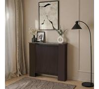 Ohs Ribbed Radiator Cover Slatted Engineered Wood - Dark Brown/marble Effect
