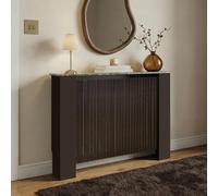 Ohs Ribbed Radiator Cover Slatted Engineered Wood - Dark Brown/marble Effect