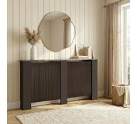 Ohs Ribbed Radiator Cover Slatted Engineered Wood - Dark Brown/marble Effect
