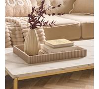 Ohs Ribbed Rectangle Decorative Tray Table Organiser Countertop Storage