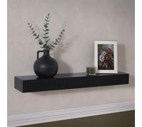 OHS Ribbed Rectangle Shelf Wall Mounted Storage Space Saving Modern, Black