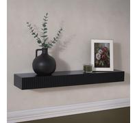 OHS Ribbed Rectangle Shelf Wall Mounted Storage Space Saving Modern in Black OHS Black