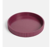 OHS Ribbed Round Decorative Tray Table Organiser Countertop Storage in Dark Red OHS Dark Red