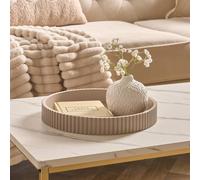 OHS Ribbed Round Decorative Tray Table Organiser Countertop Storage in Natural OHS Natural