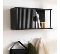 Ohs Ribbed Shelf Unit Modern Wall Cabinet Floating Storage, Black