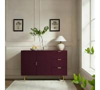 Ohs Ribbed Sideboard Table Modern Drawer Shelf Cabinet Storage - Dark Berry
