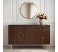 Ohs Ribbed Sideboard Table Modern Drawer Shelf Cabinet Storage - Dark Wood