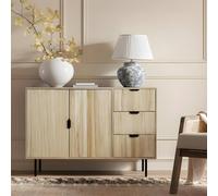 OHS Ribbed Sideboard Table Modern Drawer Shelf Cabinet Storage in Light Oak OHS Light Oak
