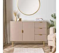OHS Ribbed Sideboard Table Modern Drawer Shelf Cabinet Storage in Natural OHS Natural