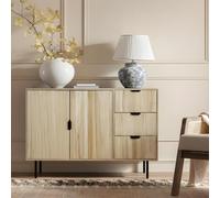 Ohs Ribbed Sideboard Table Modern Drawer Shelf Cabinet Storage - Light Wood