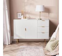 Ohs Ribbed Sideboard Table Modern Drawer Shelf Cabinet Storage - White