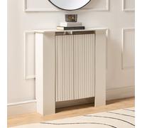 OHS Ribbed Small Radiator Cover Slatted Engineered Wood in White OHS White Small